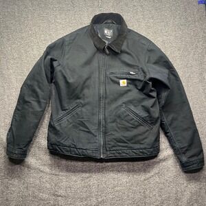 Carhartt Jacket Mens Large Black J3828M Detroit Blanket Lined Duck Canvas Coat